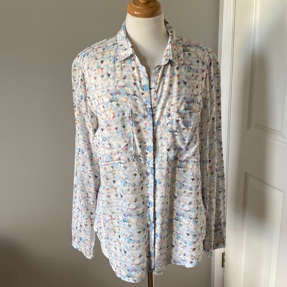 Anthropologie Cloth & Stone Watercolor Relaxed Buttondown Shirt M - Picture 1 of 11